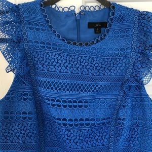 J. Crew Ruffled Lace Blue Dress